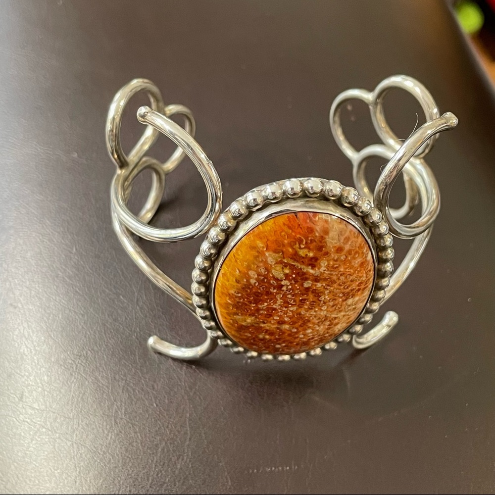 Custom cuff bracelet with natural stone